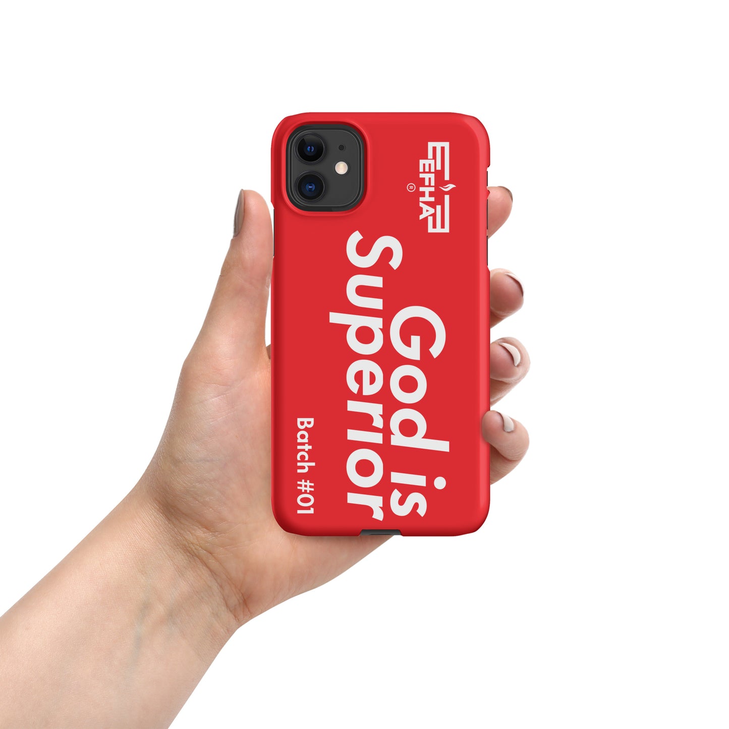 002 iPhone® "E F H A® God is Superior" Snap case