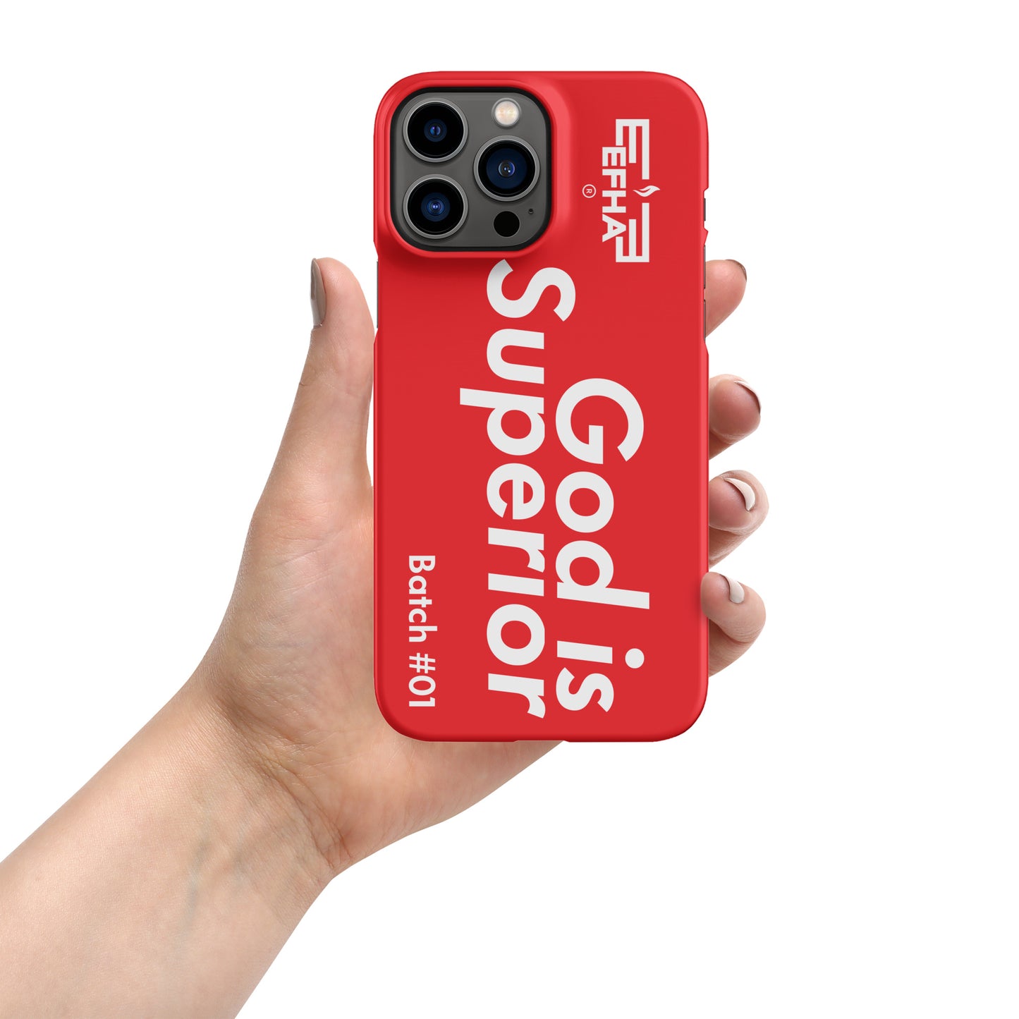 002 iPhone® "E F H A® God is Superior" Snap case